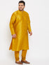 Men's Plus Size Mustard Silk Blend Kurta Pyjama Set