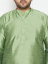 Men's Plus Size Light Green Silk Blend Kurta Pyjama Set