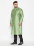 Men's Plus Size Light Green Silk Blend Kurta Pyjama Set