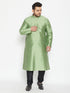 Men's Plus Size Light Green Silk Blend Kurta Pyjama Set