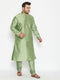 Men's Plus Size Mint Green Silk Blend Kurta Pyjama Set