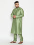 Men's Plus Size Mint Green Silk Blend Kurta Pyjama Set