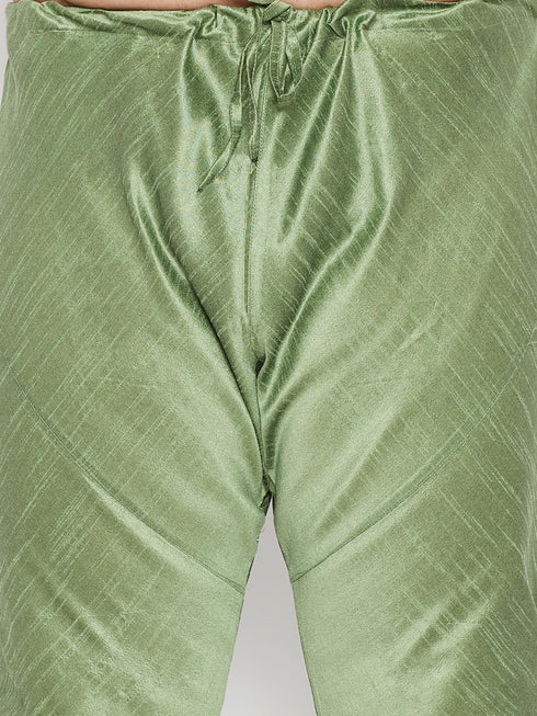 Men's Plus Size Mint Green Silk Blend Kurta Pyjama Set