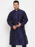 Men's Plus Size Navy Blue Silk Blend Kurta