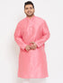 Men's Plus Size Pink Silk Blend Kurta