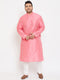 Men's Plus Size Pink Silk Blend Kurta Pyjama Set