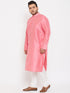 Men's Plus Size Pink Silk Blend Kurta Pyjama Set
