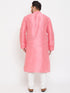 Men's Plus Size Pink Silk Blend Kurta Pyjama Set