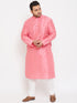 Men's Plus Size Pink Silk Blend Kurta Pyjama Set