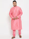 Men's Plus Size Pink Silk Blend Kurta Pyjama Set