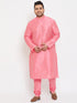 Men's Plus Size Pink Silk Blend Kurta Pyjama Set