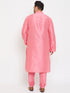 Men's Plus Size Pink Silk Blend Kurta Pyjama Set