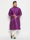 Men's Plus Size Purple Silk Blend Kurta Pant Set