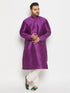 Men's Plus Size Purple Silk Blend Kurta Pant Set