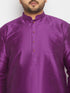 Men's Plus Size Purple Silk Blend Kurta Pant Set