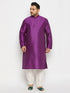 Men's Plus Size Purple Silk Blend Kurta Pant Set
