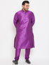 Men's Plus Size Purple Silk Blend Kurta Pyjama Set