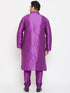 Men's Plus Size Purple Silk Blend Kurta Pyjama Set