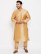 Men's Plus Size Rose Gold Silk Blend Kurta Pyjama Set