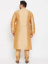 Men's Plus Size Rose Gold Silk Blend Kurta Pyjama Set