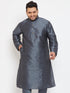 Men's Plus Size Grey Silk Blend Kurta