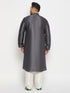 Men's Plus Size Grey Silk Blend Kurta Pant Set