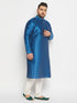 Men's Plus Size Turquoise Blue Silk Blend Kurta Pant Set