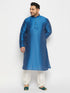 Men's Plus Size Turquoise Blue Silk Blend Kurta Pant Set