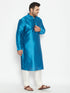 Men's Plus Size Turquoise Blue Silk Blend Kurta Pyjama Set