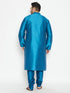Men's Plus Size Turquoise Silk Blend Kurta Pyjama Set