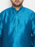 Men's Plus Size Turquoise Silk Blend Kurta Pyjama Set