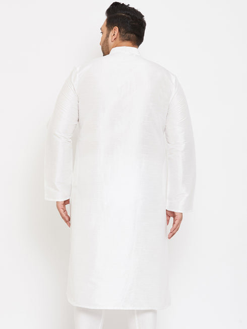 Men's Plus Size White Silk Blend Kurta