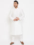 Men's Plus Size White Silk Blend Kurta Pyjama Set