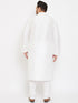 Men's Plus Size White Silk Blend Kurta Pyjama Set