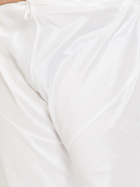 Men's Plus Size White Silk Blend Kurta Pyjama Set