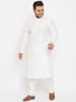 Men's Plus Size White Silk Blend Kurta Pyjama Set