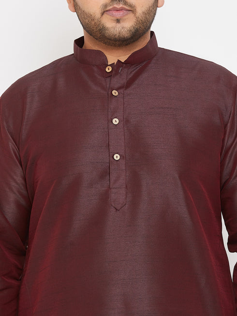 Men's Plus Size Wine Silk Blend Kurta