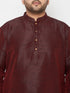 Men's Plus Size Wine Silk Blend Kurta Dhoti Set