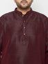 Men's Plus Size Wine Silk Blend Kurta Dhoti Set