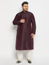 Men's Plus Size Burgundy Silk Blend Kurta Pant Set
