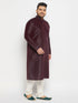 Men's Plus Size Burgundy Silk Blend Kurta Pant Set