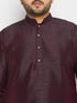 Men's Plus Size Burgundy Silk Blend Kurta Pant Set