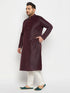 Men's Plus Size Burgundy Silk Blend Kurta Pant Set