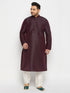 Men's Plus Size Burgundy Silk Blend Kurta Pant Set
