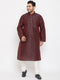 Men's Plus Size Wine Silk Blend Kurta Pyjama Set