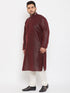 Men's Plus Size Wine Silk Blend Kurta Pyjama Set