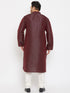 Men's Plus Size Wine Silk Blend Kurta Pyjama Set