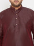 Men's Plus Size Wine Silk Blend Kurta Pyjama Set