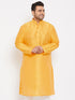 Men's Plus Size Yellow Silk Blend Kurta