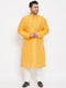 Men's Plus Size Yellow Silk Blend Kurta Pyjama Set